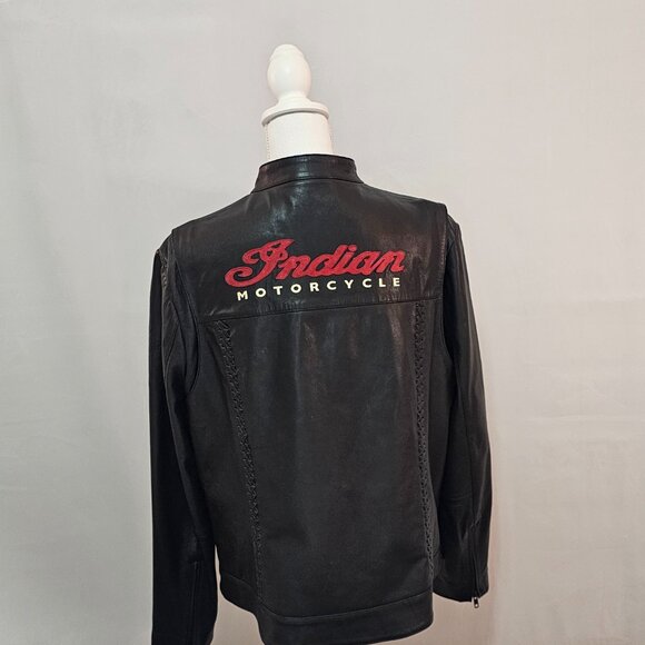 Indian Motorcycle Black Braided Leather Jacket - Picture 14 of 14